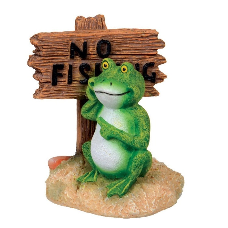 Ornament Frog with “No Fishing” Sign