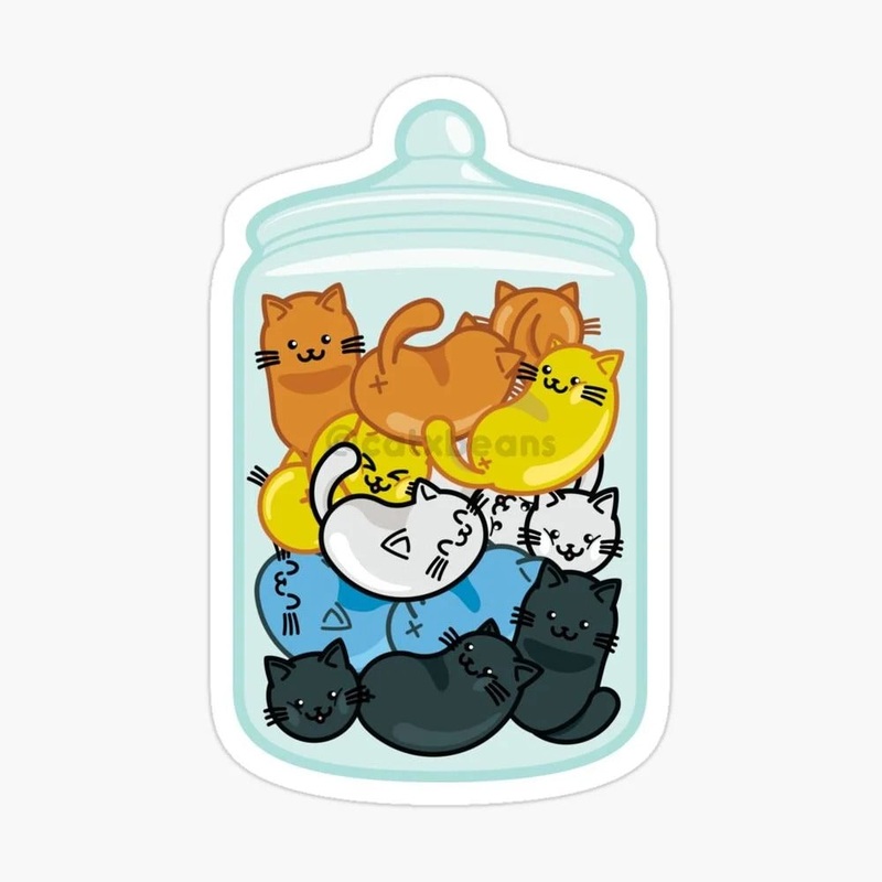 Aro Ace Jelly Cat Beans in Jar Pride Flag Vinyl Sticker