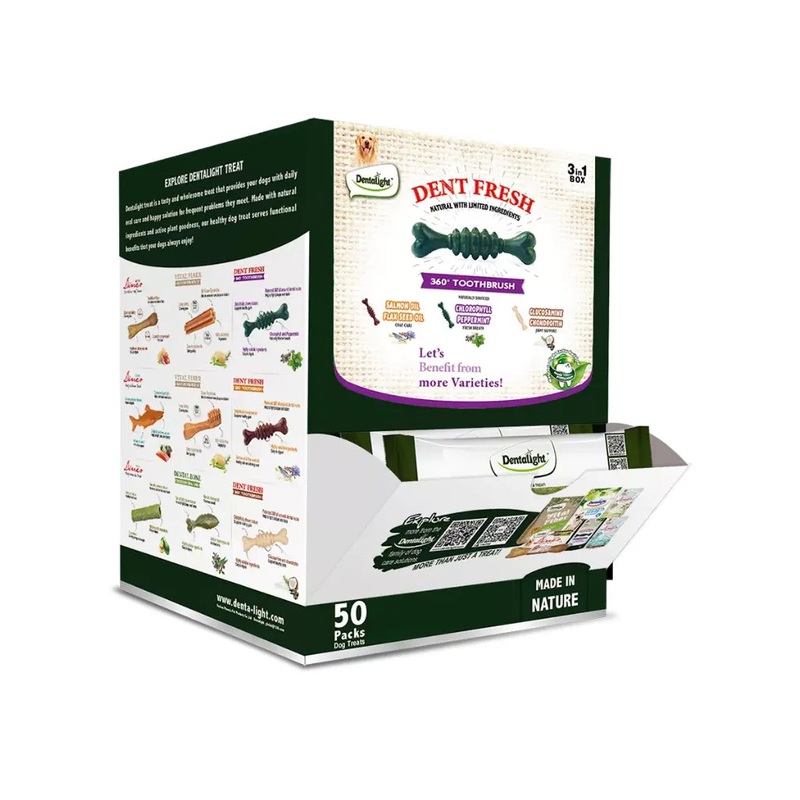 Dentalight  3 Dent Fresh 360 Toothbrush Dog Snack Mix Flavor [50pcsx8g] -Display Box-(MOQ:50pcs)