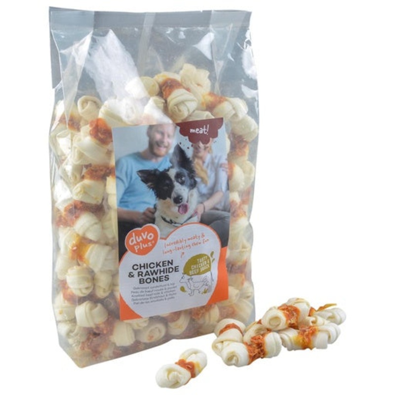 Duvo+ Chicken & Rawhide Small Bones[Weight – 1000g, Count – 86]
