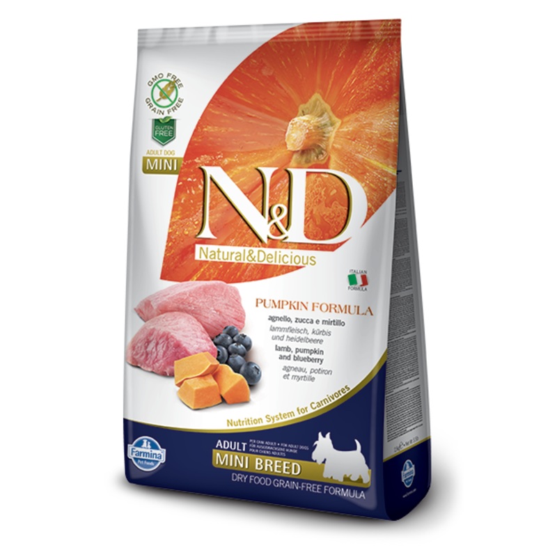 Farmina N&D Pumpkin Grain-Free Lamb & Blueberry Mini Breed Adult Dog Food – 5.5lb 5.5 Lb
