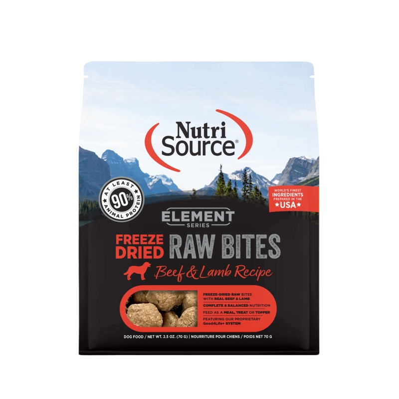NutriSource Element Series Beef and Lamb Recipe Freeze-Dried Raw Dog Food 2.5 oz Bites