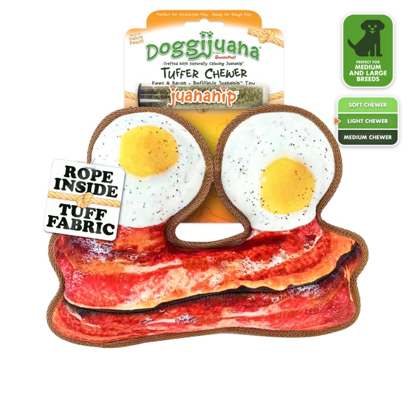 Doggijuana Tuffer Chewer Refillable Eggs and Bacon Toy 1 Count