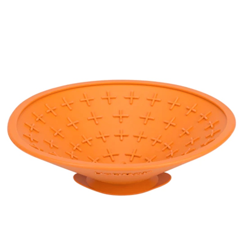 LickiMat Splash Textured Rubber Suction Cup Slow Feeder Dog Bowl Toy Orange Regular