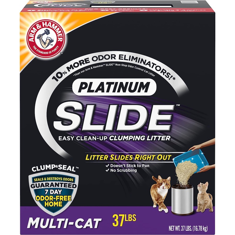 Arm & Hammer Platinum SLIDE Easy Clean, Clumping Litter, Multi-Cat 18 lb