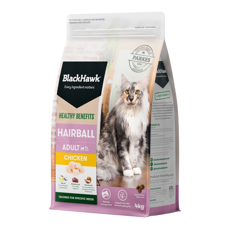 BLACK HAWK CAT DRY HEALTHY BENEFITS ADULT HAIRBALL 2KG