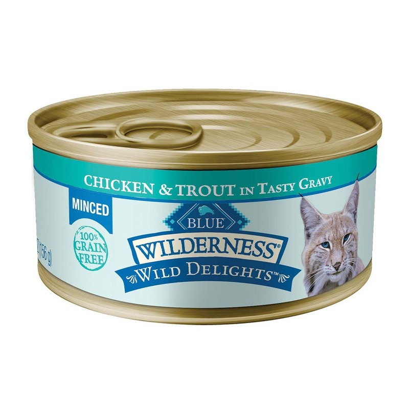 Blue Buffalo Wilderness Wild Delights Grain-Free Minced Wet Adult Cat Food Chicken & Trout (5.5 oz) [24 count]