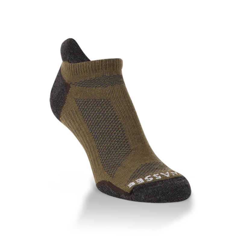 Hiwassee Crescent Lightweight Tech No Show Socks Large (Men’s 9-12, Women’s 10+) Olive/Coyote