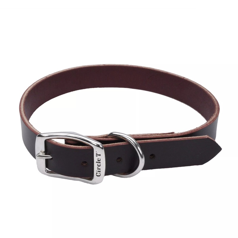 Coastal Pet Products Circle T Latigo Leather Town Dog Collar Small 5/8″ X 16″