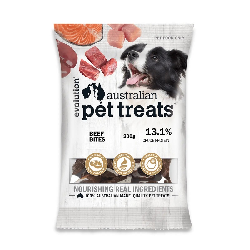 Evolution Australian Pet Treats Beef Bites with Marrowbone Dog Treat 200g