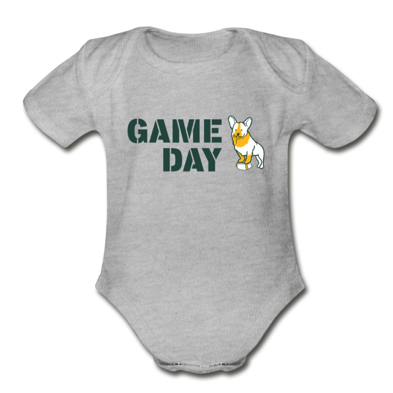 Game Day Dog Organic Short Sleeve Baby Bodysuit heather grey Newborn