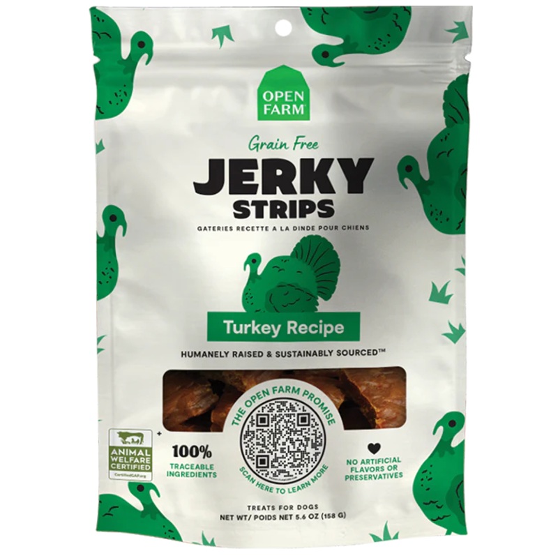 Open Farm Grain-Free Turkey Jerky Strips 5.6oz. Dog Treat