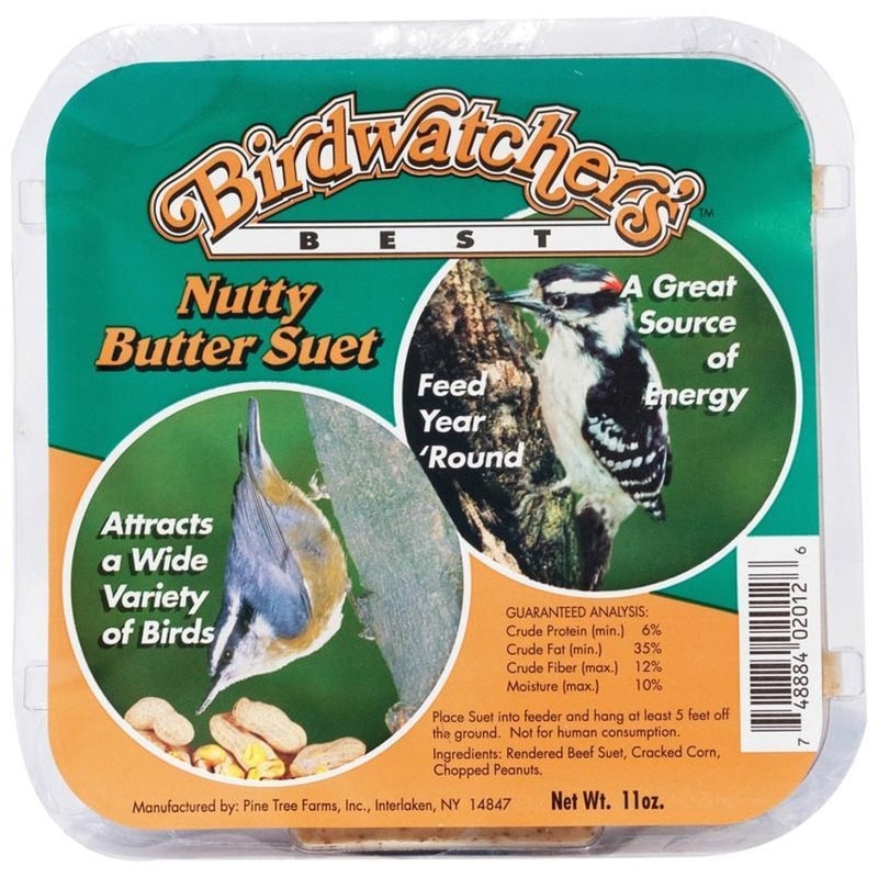 Pine Tree Farms Birdwatcher’s Best Nutty Butter Suet 11 oz, Single Pack