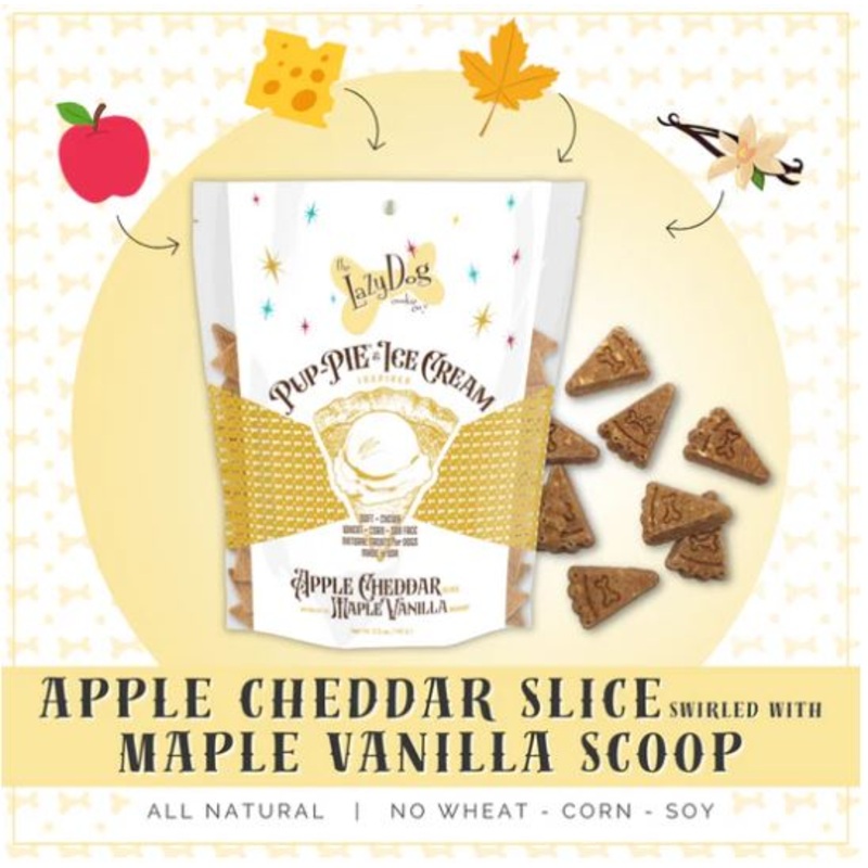 The Lazy Dog Apple Cheddar Slice Swirled w/Maple Vanilla Scoop Dog Treats 5 oz