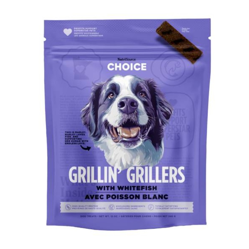 NutriSource Whitefish Grillin’ Grillers Dog Treats 12 oz