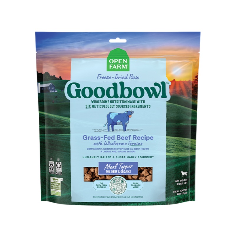 Open Farm Goodbowl Grass-Fed Beef Recipe Freeze Dried Raw Topper for Dogs 8 oz
