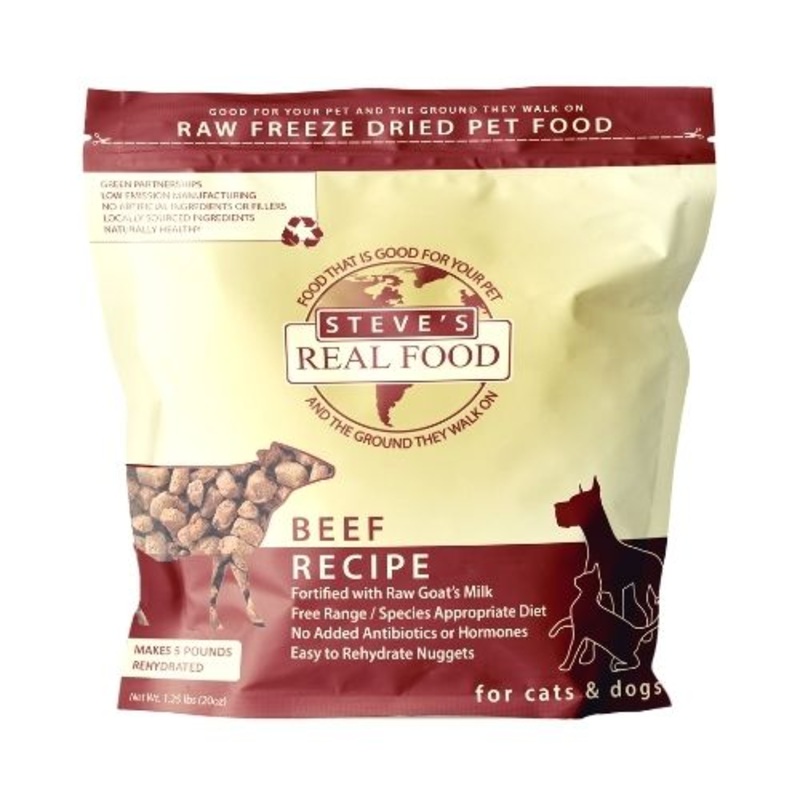 Steve’s Real Food Freeze-Dried Raw Dog Food Beef Diet 1.25 lb / 20 oz