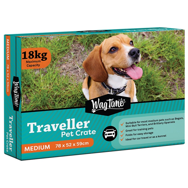 WagTime – Traveller Pet Wire Crate (Medium) Medium