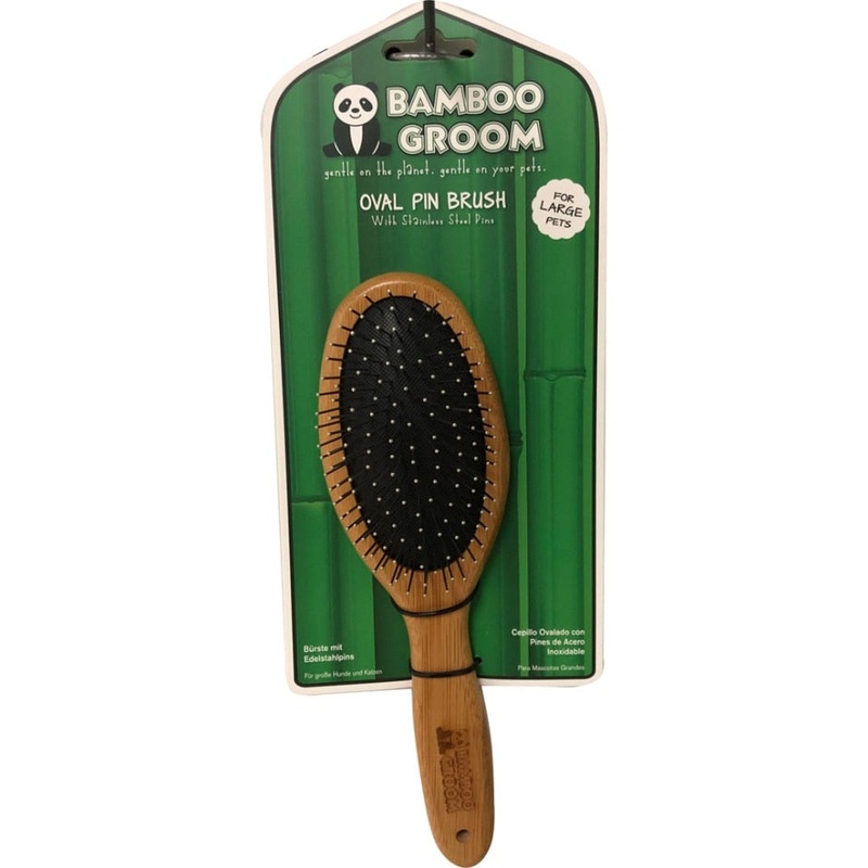 BAMBOO GROOM OVAL PIN BRUSH W/SS PINS LG