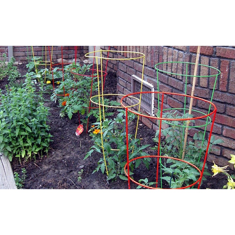 Glamos Wire Colorful Heavy Duty Round Plant Supports Tomato Cages 42″ Green