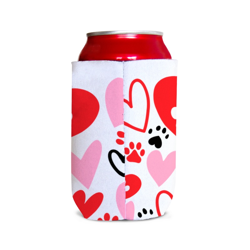Paw Heart Bottle and Can Coolers Custom Can Cooler
