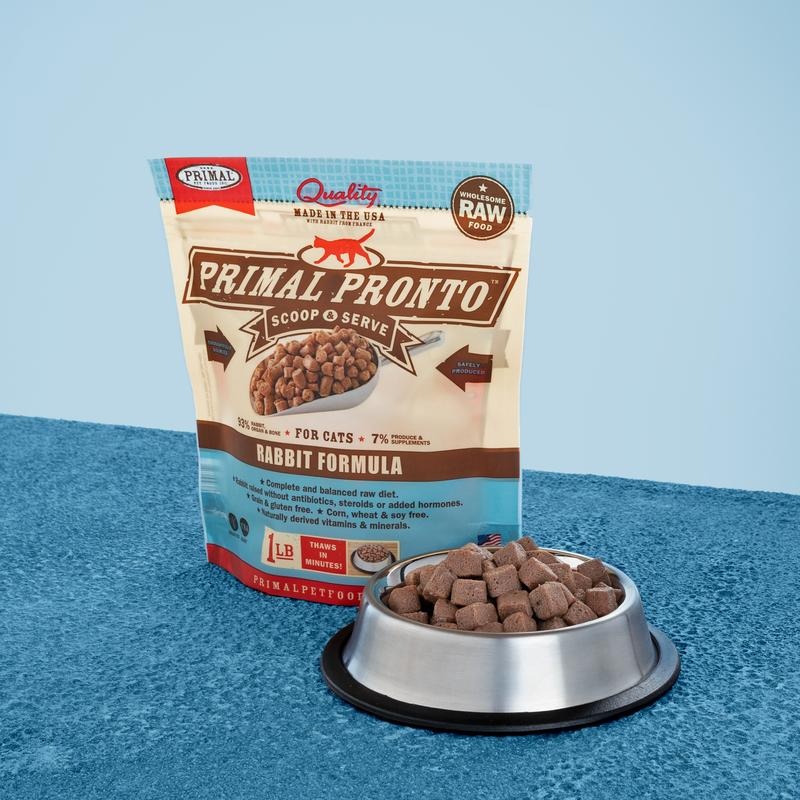Primal Pronto Rabbit Formula Grain-Free Frozen Raw Cat Food 1Lb