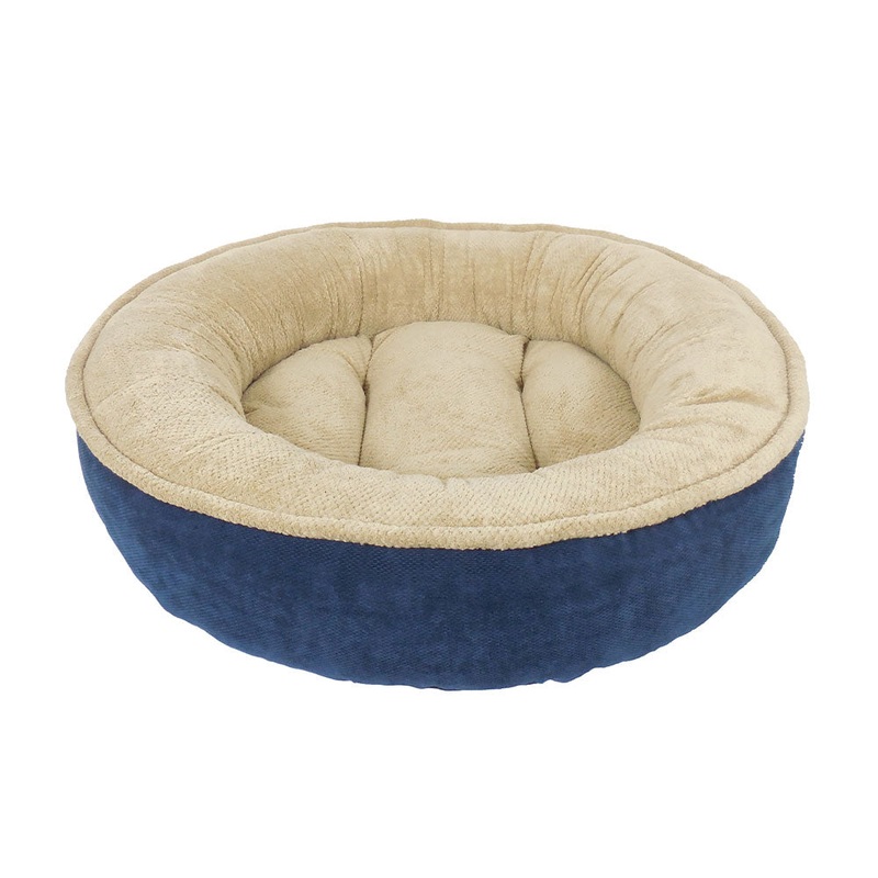 Rover Rest Maggie Donut Round Dog Bed Navy/Tan 27 X 27 X 7.5 Inch