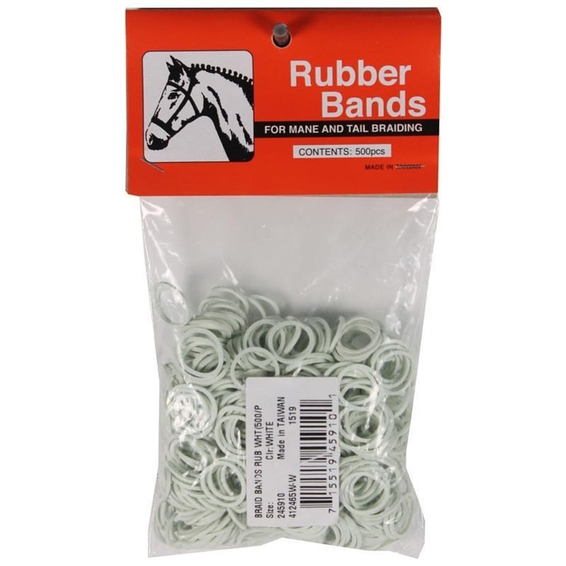 RUBBER HORSE BRAID BANDS 5 INCH/500 PACK WHITE