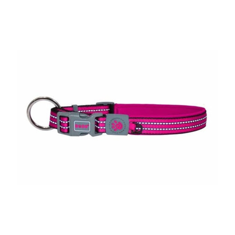 DOCO VARIO O – Ring Collar with Reflective Stitching[Size – L, Color – Raspberry Pink]