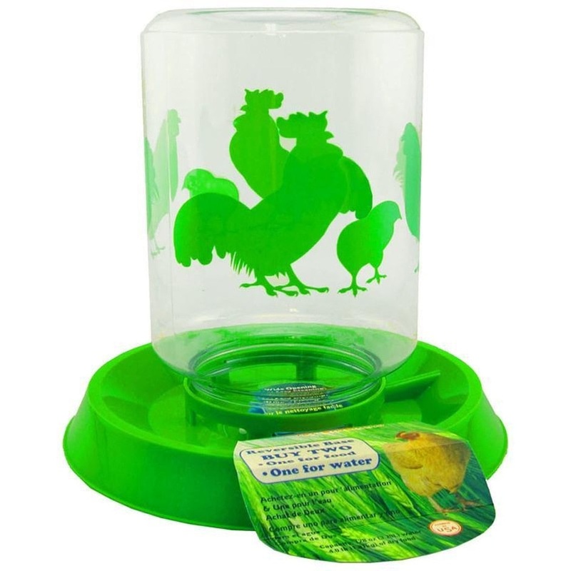 LIXIT CHICKEN FEEDER/WATERER COMBO 64 OZ GREEN