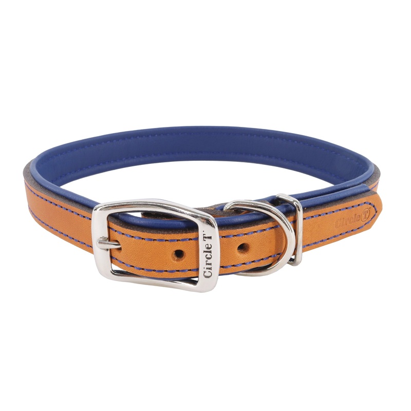 Circle T Layered Fashion Leather Dog Collar, Large 24″ Large – 1″ x 24″