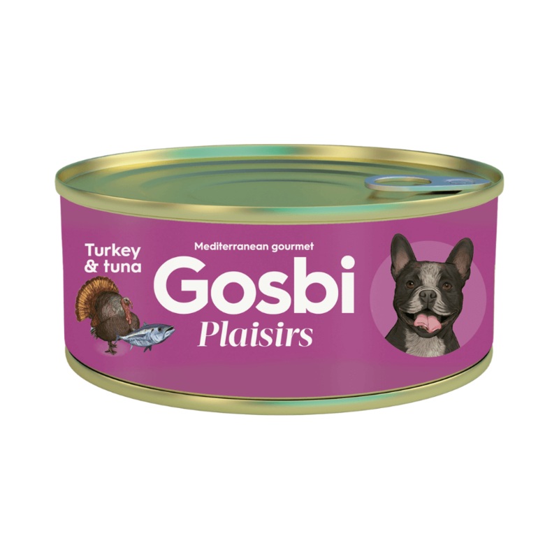 Gosbi – Plaisirs, Grain-Free Turkey & Tuna Adult Complementary Wet Dog Food  Weight Control 185g-400g 185g
