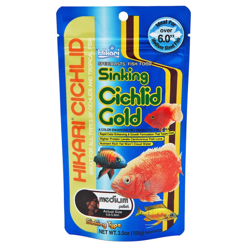 Hikari USA Cichlid Gold Sinking Pellets Fish Food 3.5 oz Mini