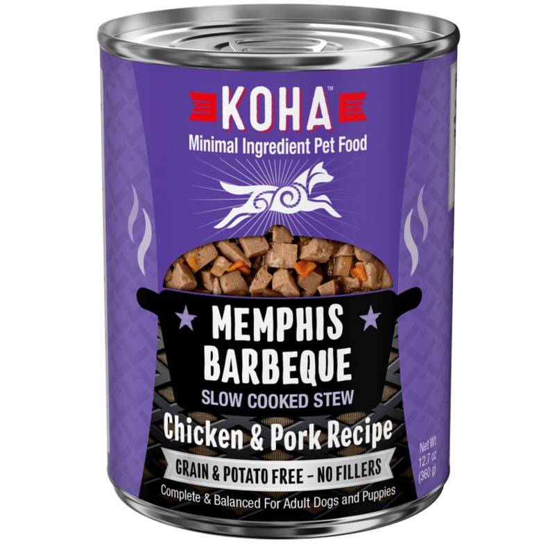 KOHA Grain & Potato Free Memphis Barbecue Slow Cooked Stew with Chicken & Pork Canned Dog Food 12.7 oz