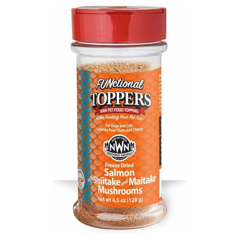 Northwest Naturals FUNctional Freeze Dried Dog & Cat Food Topper Salmon, Shiitake & Maitake Mushrooms Flavor 3.5 oz