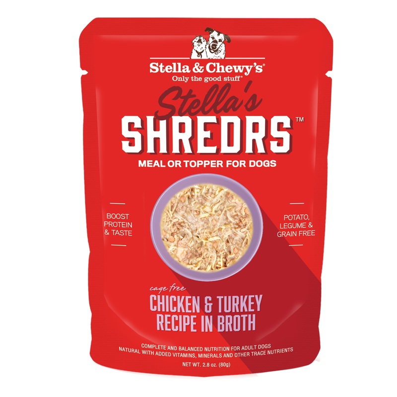 Stella & Chewy’s Stellas Shredrs Cage Free Chicken & Turkey Recipe in Broth