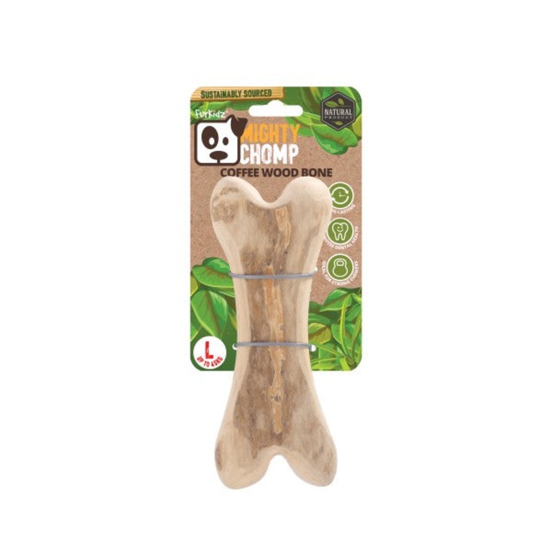 FURKIDZ MIGHTY CHOMP COFFEE WOOD BONE SMALL