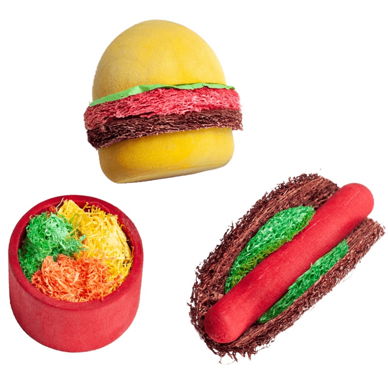 A&E Cage Summer Cookout Wood & Loofah Chews for Small Animals 7.5″x4.5″x1.5″