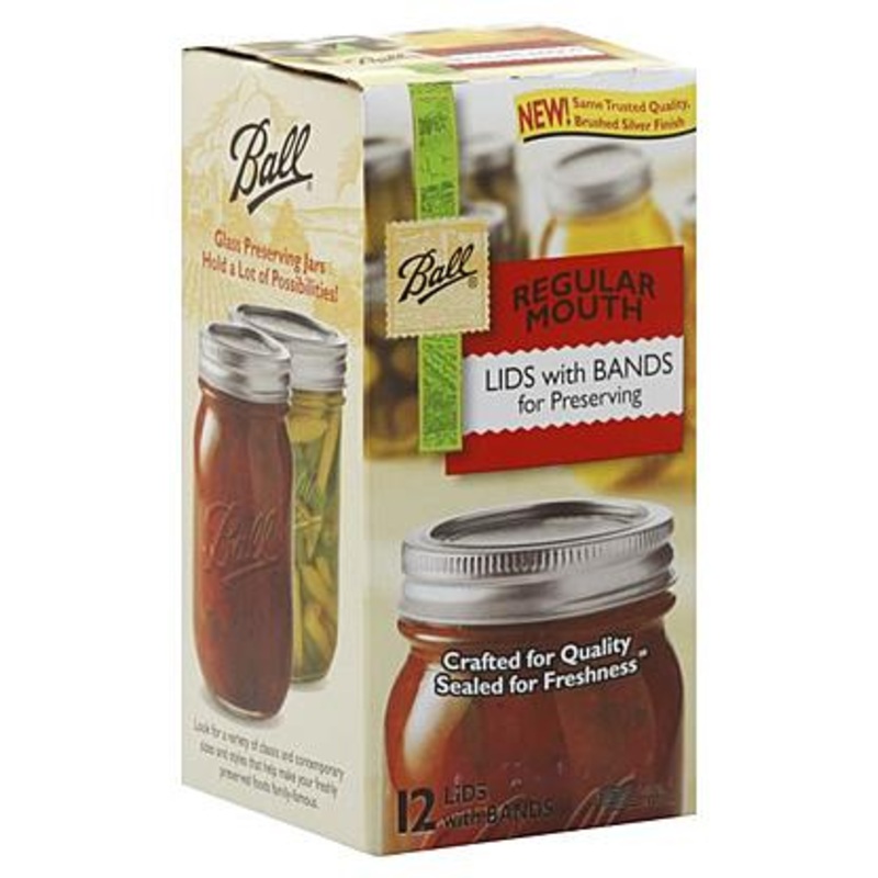 Ball Lids, with Bands, Regular Mouth, 12 lids 12 Pack