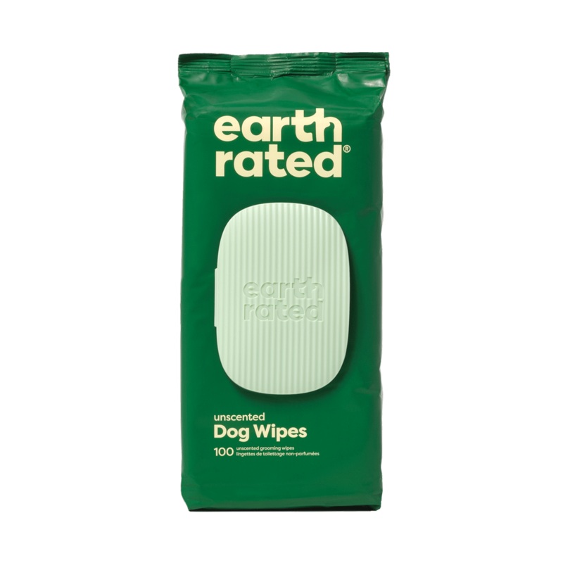 Earth Rated Plant-Based Dog Grooming Wipes 100 Wipes (1 Pack) Unscented