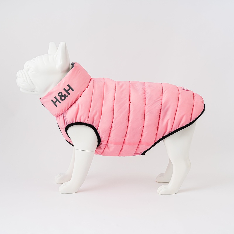 Hugo & Hudson Puffer Jacket Light Pink/Grey Large 55cm