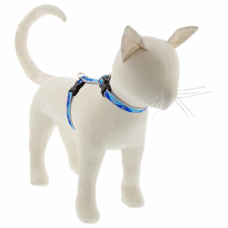 Lupine Reflective H-Style Cat Harness 1/2″ x 9″-14″ High Lights Blue Paws