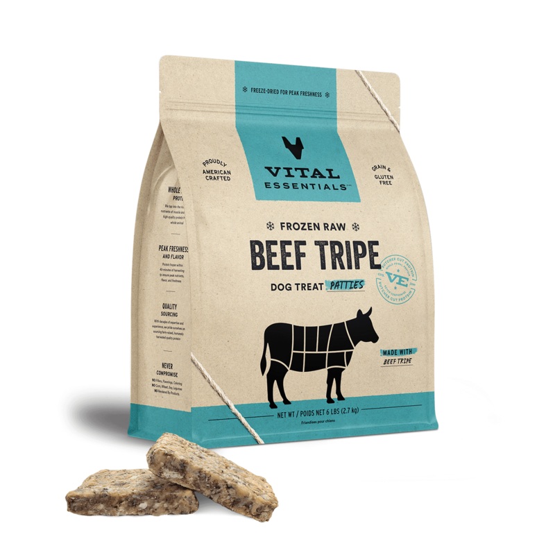 Vital Essentials Frozen Raw Beef Tripe Dog Treat Patties 6 lb