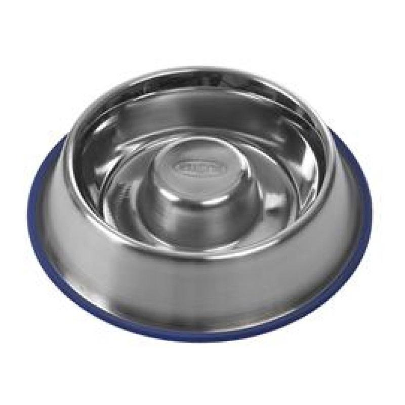 Buster Stainless Steel slow feeder blue base Small