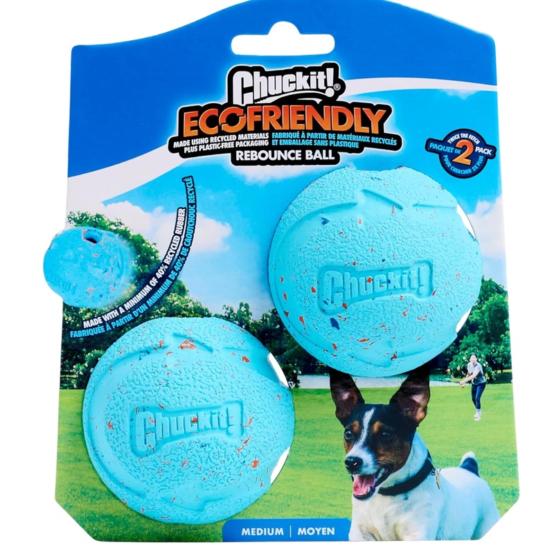 Chuckit! Rebounce Recycled Rubber Dog Toy Ball  Eco-Friendly Fetch Fun