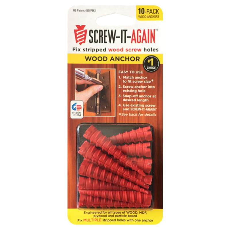 Screw-It-Again Wood Anchor Pack of 10 1/4 Dia. x 2 L in. 1/4″ x 2″