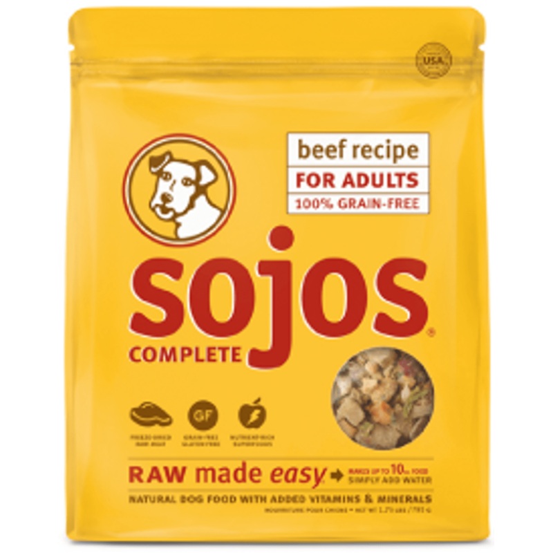 Sojos Complete Beef Recipe Adult Grain-Free Freeze-Dried Raw Dog Food 1.75 lb