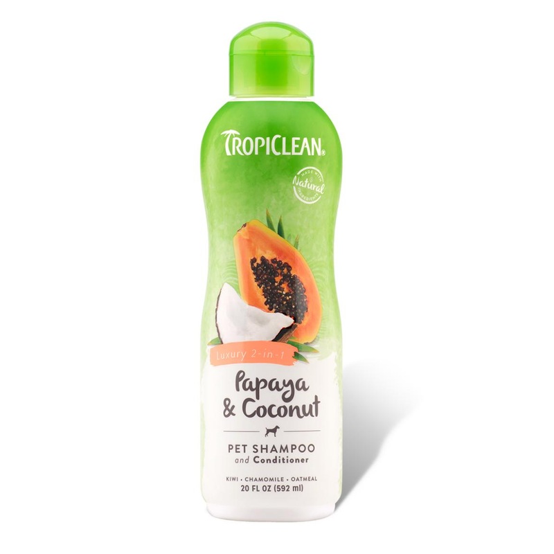 TropiClean Papaya & Coconut Luxury 2 in 1 Cleansing Pet Shampoo and Conditioner for Dogs and Cats 20oz
