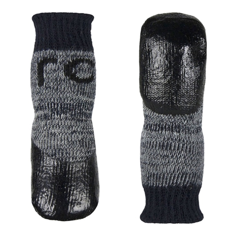 Sporty Pawks Protective Dog Socks with Anti-Slip Gripper Bottom Charcoal & Heather Grey 4 Pack ( XXS )