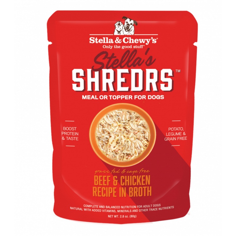 Stella & Chewys Stellas Shredrs Grass Fed and Cage Free Beef and Chicken Recipe in Broth